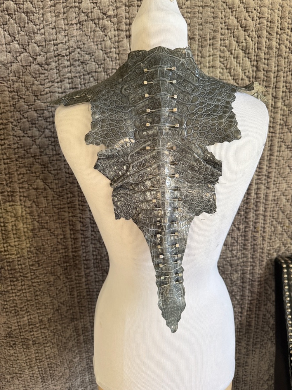 Exotic Real Grey Crocodile Front Bib - Picture 3 of 16